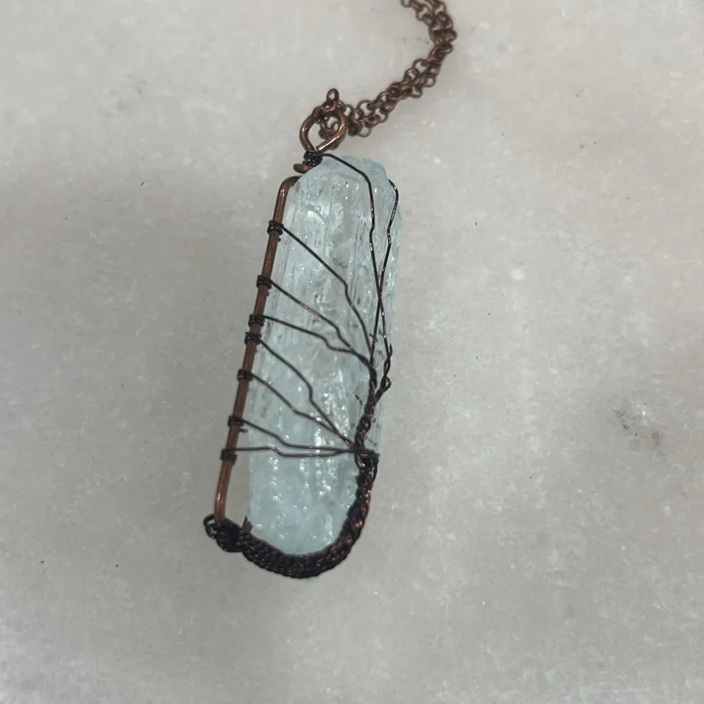 Tree of Life Bronzed Copper Wrapped Quartz Crystal
